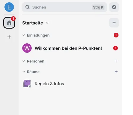 Eine Liste mit zwei
Chaträumen