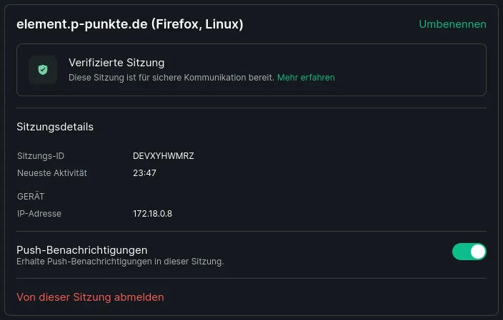 Informationen zu einer Sitzung im
Sitzungsmanager
